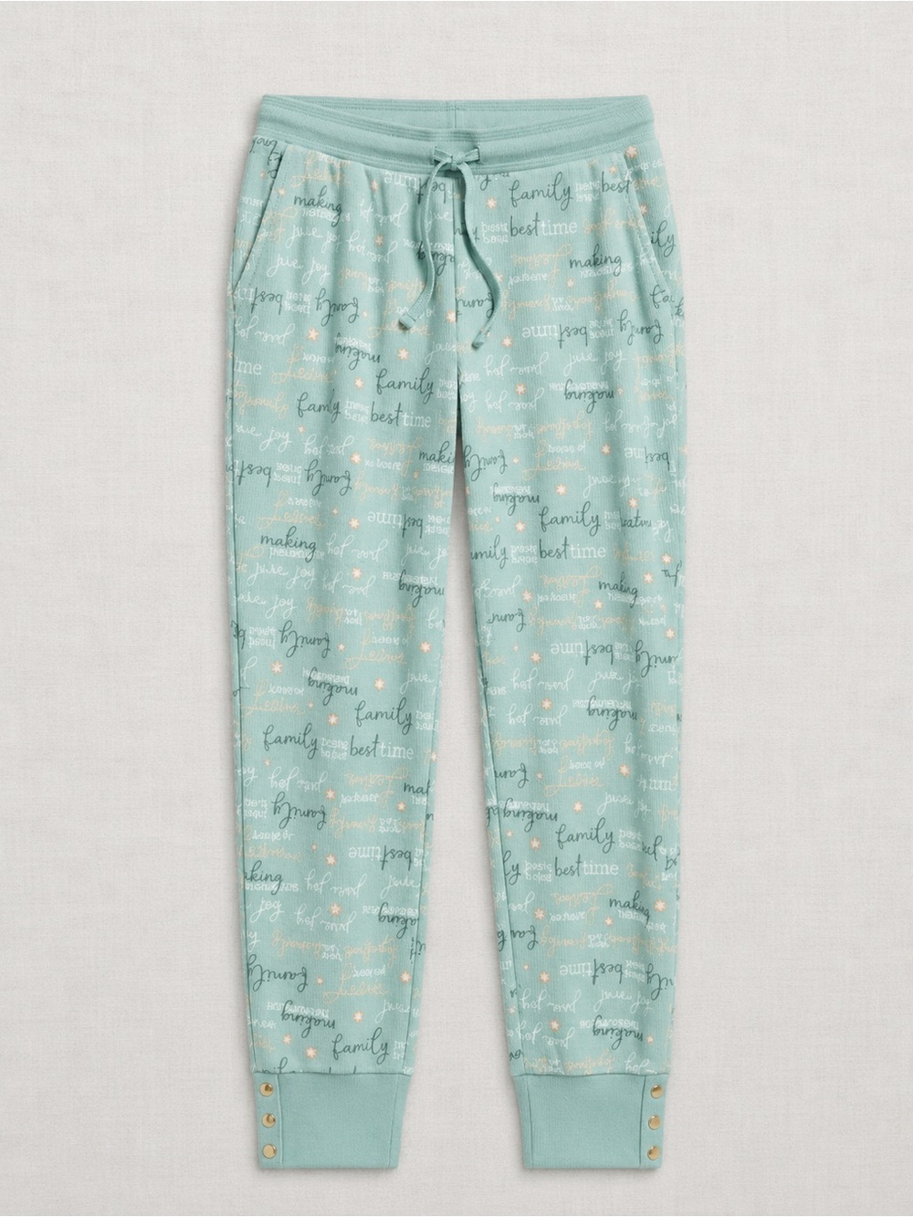 🍒3/33$ La Vie En Rose Mint Script Jogger Pajama Pants